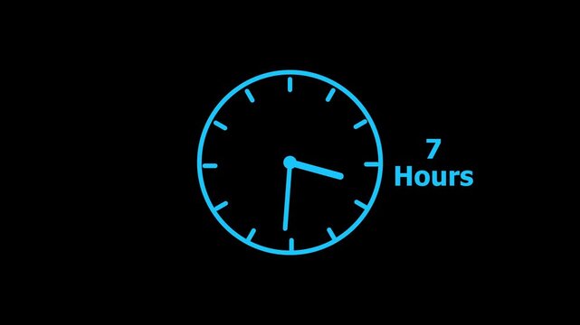 7 hours service clock icon. 7 hours customer service concept. 7 Hours Countdown Animation.