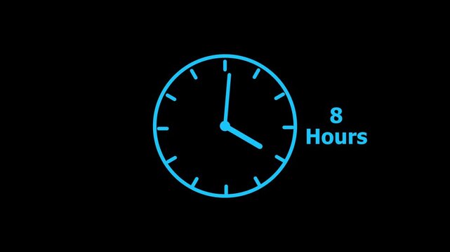 8 hours service clock icon. 8 hours customer service concept. 8 Hours Countdown Animation.