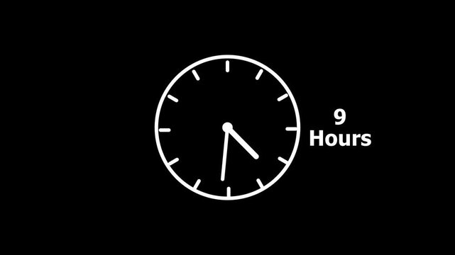 9 hours service clock icon. 9 hours customer service concept. 9 Hours Countdown Animation.