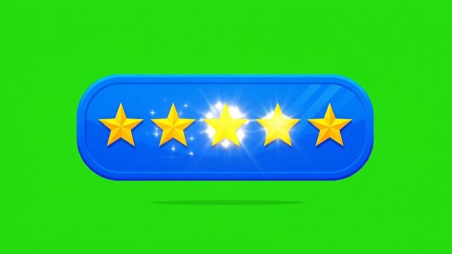 A bright blue rectangular button with rounded corners on a vibrant green background