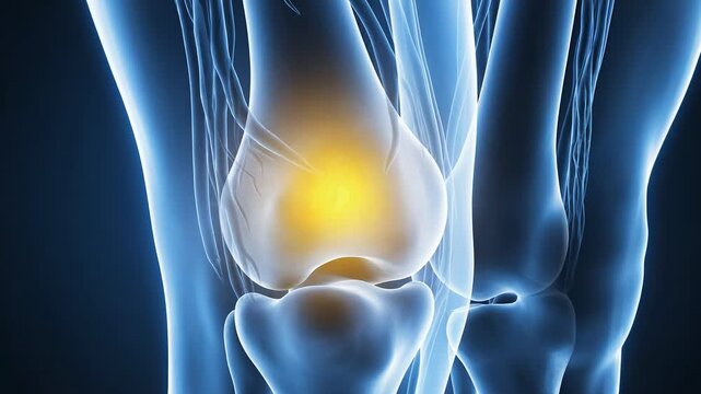 Human Knee Anatomy with Highlighted Joint Pain