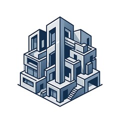 Fototapeta premium Abstract isometric architectural illustration modern building concept