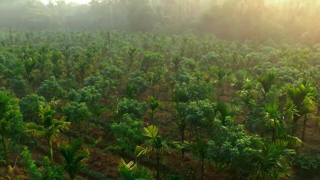 mixed crop farm combining coffee trees and betel nut trees