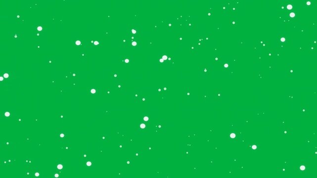 A lively green background scattered with white circles resembling snowflakes or bubbles