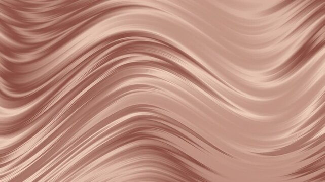 Looping copper wavy streak abstract background with silky flowing lines, ideal for luxury promos, beauty ads, titles, transitions, and elegant motion graphic overlays.