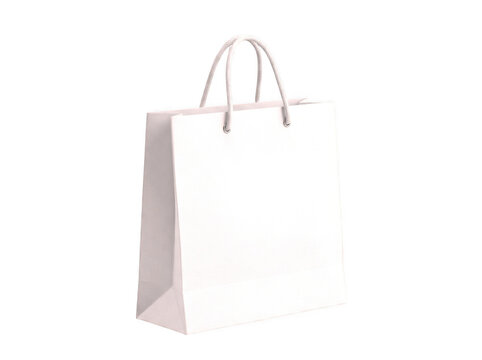 White paper shopping bag isolated on transparent background retail and gift packaging
