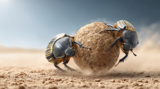 Dung Beetles Rolling Perfectly Spherical Balls of Dung in Dusty Environment