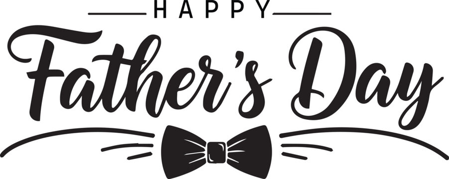 Happy father's day calligraphy with bow tie illustration