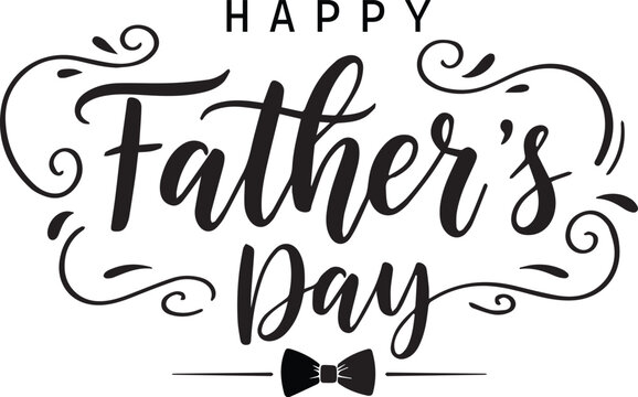 Elegant father's day calligraphy with flourishes and a bow tie