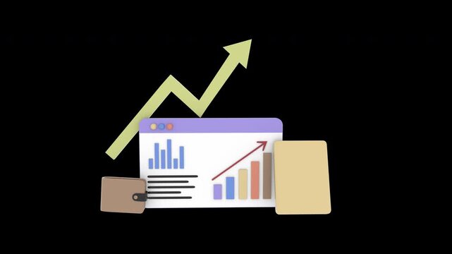 Internet browser search tab interface menu 3d animation statistics Online browsing magnifying glass web site SEO optimization