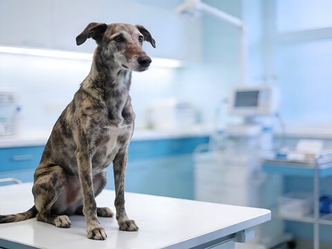 Clinic patient lurcher dog