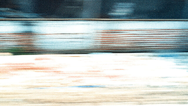 Abstract Halftone Glitch Texture With Horizontal Scan Lines And CMYK Dots Over Distressed Noise Pattern On White
