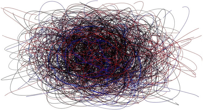 Abstract chaotic scribble pattern with dark center.