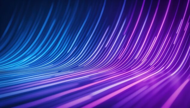 Digital Flow Symphony: A vibrant display of digital light streams, swirling in a mesmerizing dance of neon blue and purple hues, evoking a sense of high-tech dynamism and technological innovation.