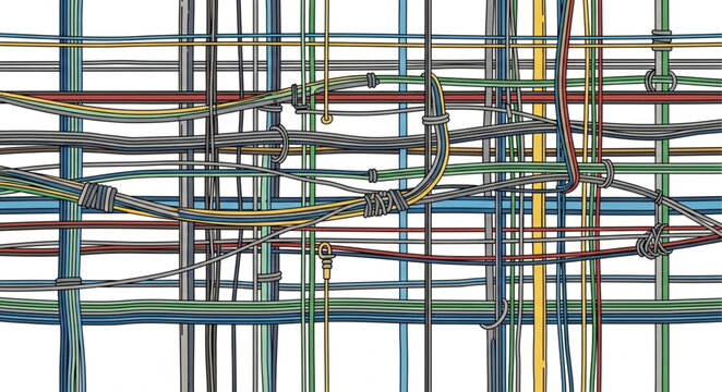 Complex Network of Intertwined Wires and Cables.