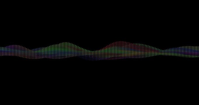 Abstract colorful glowing wave. Cyber digital stylized line art background. 4K 3D rendering loop animation.