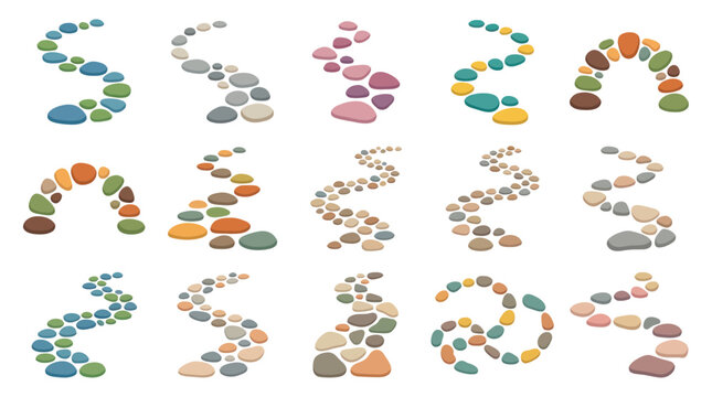Garden Path Stones Vector Set - Flat Design Illustration