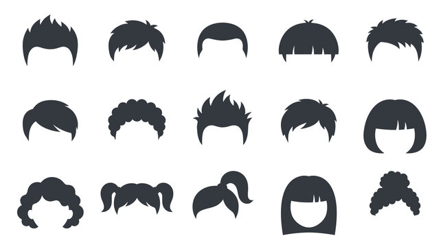 Diverse Hairstyles Icons: Glyph Vector Set for Beauty  Fashion