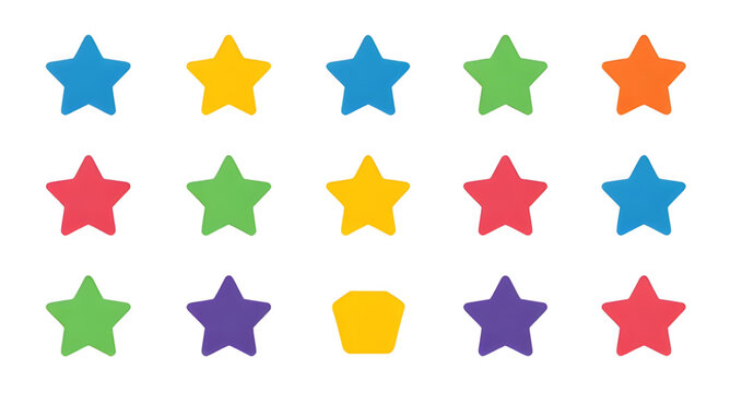 colorful star shapes, bright star stickers, playful clip art stars, educational decoration icons, fun classroom graphics, decorative star collection, vibrant school stickers, cheerful star symbols, cu