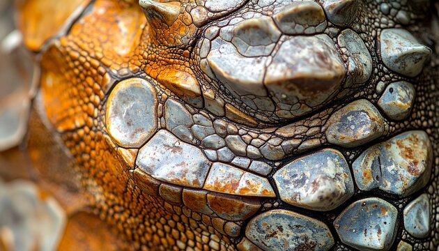Close-up of Iguana Scales - A Textured Reptilian Marvel.