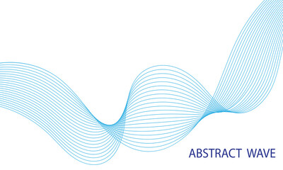 Fototapeta premium Abstract blue wave vector background with flowing curves and modern digital design texture