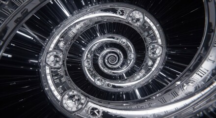 Naklejka premium Abstract Spiral Clockwork Infinite Time Tunnel.