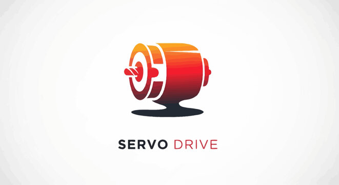 Modern Servo Drive Motor Illustration with Red and Orange Colors.
