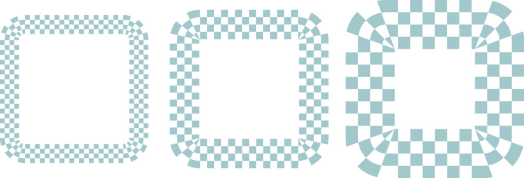 Set of round frames with black gold-and-white checkerboard patterns collection featuring circular frames square. Round race frame. Vector illustration on white background. racing flag style borders fo