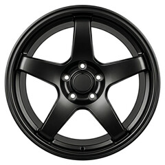 Obraz premium Matte Black 5-Spoke Alloy Wheel Rim, Automotive Performance Part