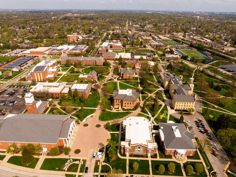  Aerial Drone View of Wheaton College Campus in DuPage County, Illinois on April 21, 2026