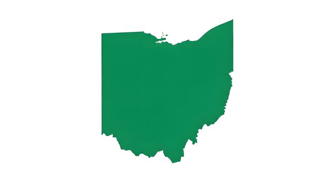 Green silhouette map of Ohio state on white background