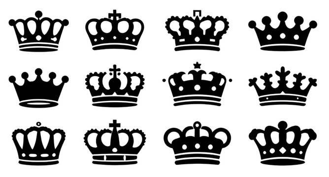 crown icon, royal crown, king crown, queen crown, black silhouette, luxury symbol, regal emblem, monarchy icon, crown logo, royal design, premium icon, noble symbol, authority emblem, crown illustrati