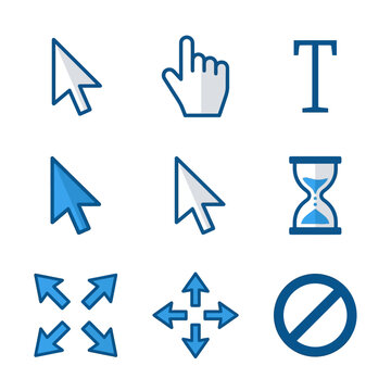 Modern computer mouse cursor icons for web and software