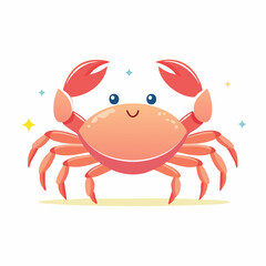 Fototapeta premium Adorable cartoon crab illustration with a cheerful expression, perfect for children's designs and summer themes