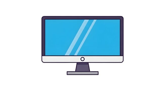 Flat design illustration of a computer monitor with blue screen