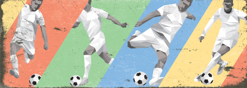 Football vintage banner with scratches and grain texture