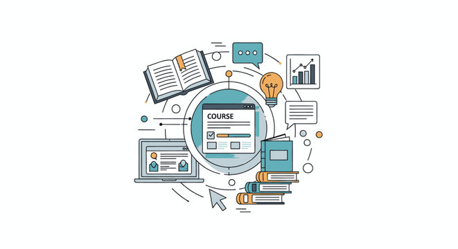 Online Education and E-learning Concept with Digital Resources.