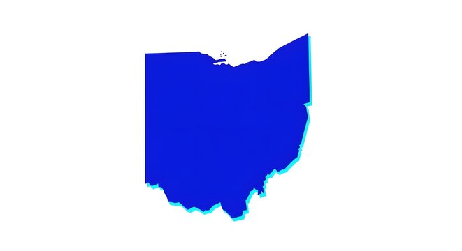 Blue silhouette map of Ohio state on white background
