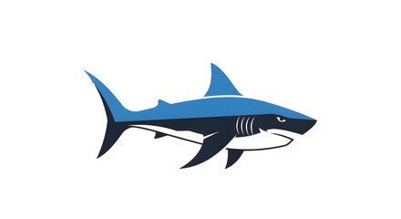 Fototapeta premium Stylized vector illustration of a blue shark in profile view