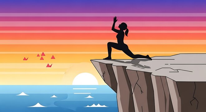 Yoga Sunset Cliff Edge.