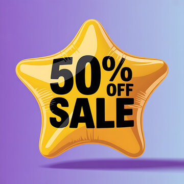 Vibrant Shopping Star: Festive Promotional Event with Eye-Catching Discounts and 50% Off for Online Shoppers