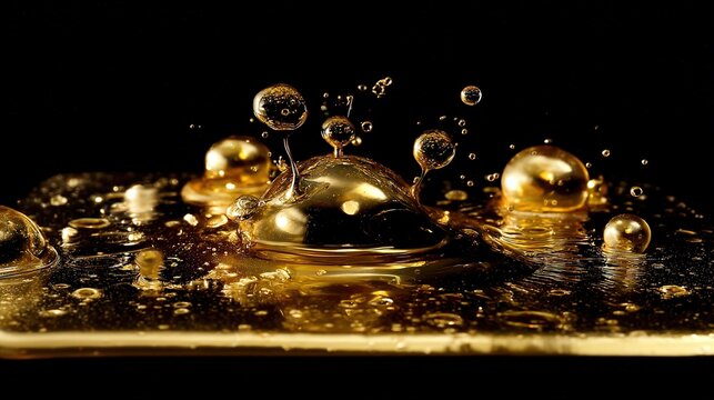 Liquid Gold in Zero Gravity Forming Impossible Geometry, Anti-Physics Levitation, Abstract Luxury Art, Sci-Fi Metallic Aesthetic