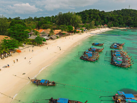 An aerial view of Pattaya Beach on Koh Lipe island, Thailand.