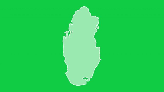 Qatar map glow outline animation green background