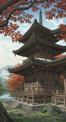 Fototapeta premium Pagoda in Autumn Japan.