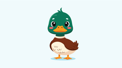 Obraz premium Cute cartoon duckling with big eyes and a green head, presenting an adorable avian character.