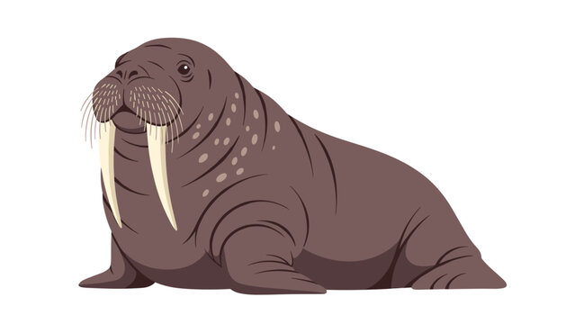 Large walrus with prominent tusks and whiskers, showcasing a majestic marine mammal.