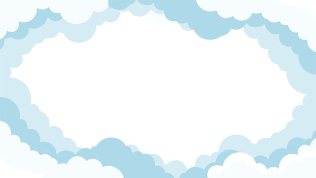Soft and fluffy blue clouds forming an ethereal frame, providing a serene and dreamy background.