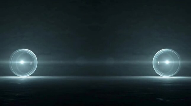 Two Glowing Orbs Merging into One Soft Energy Pulse Minimal Dark