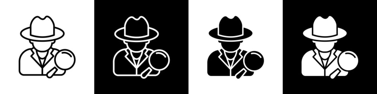 detective black and white icon design concept